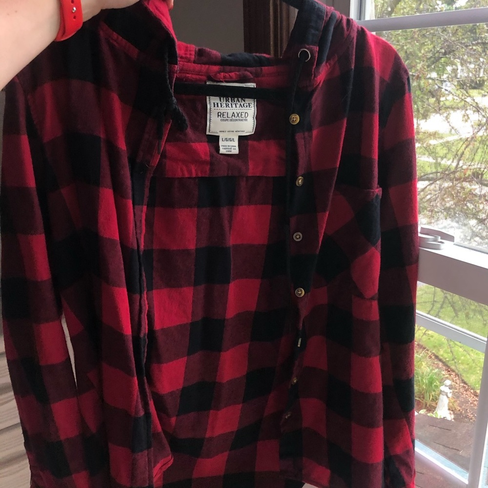 Red Plaid Hooded Flannel